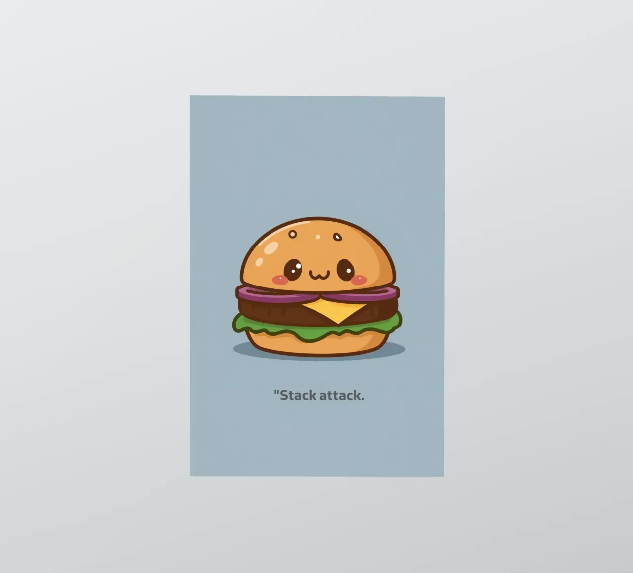 Simpática hamburguesa con cara "Stack Attack" pegatina de DesignDoodle