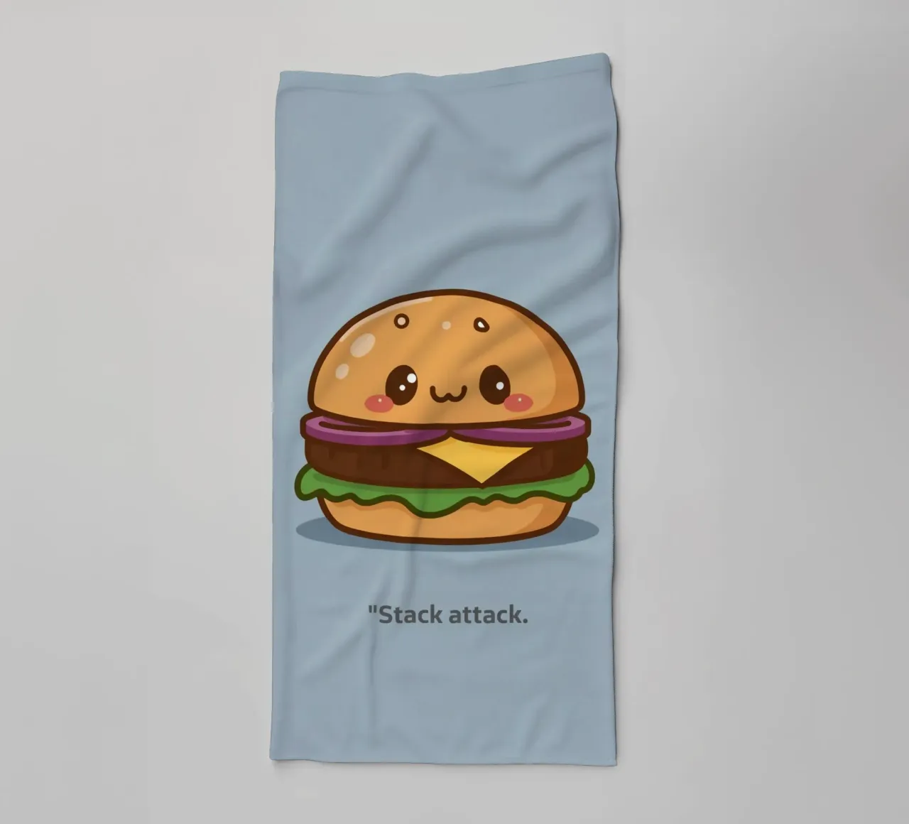Mignon hamburger avec visage "Stack Attack" (attaque de pile) serviette de bain de DesignDoodle