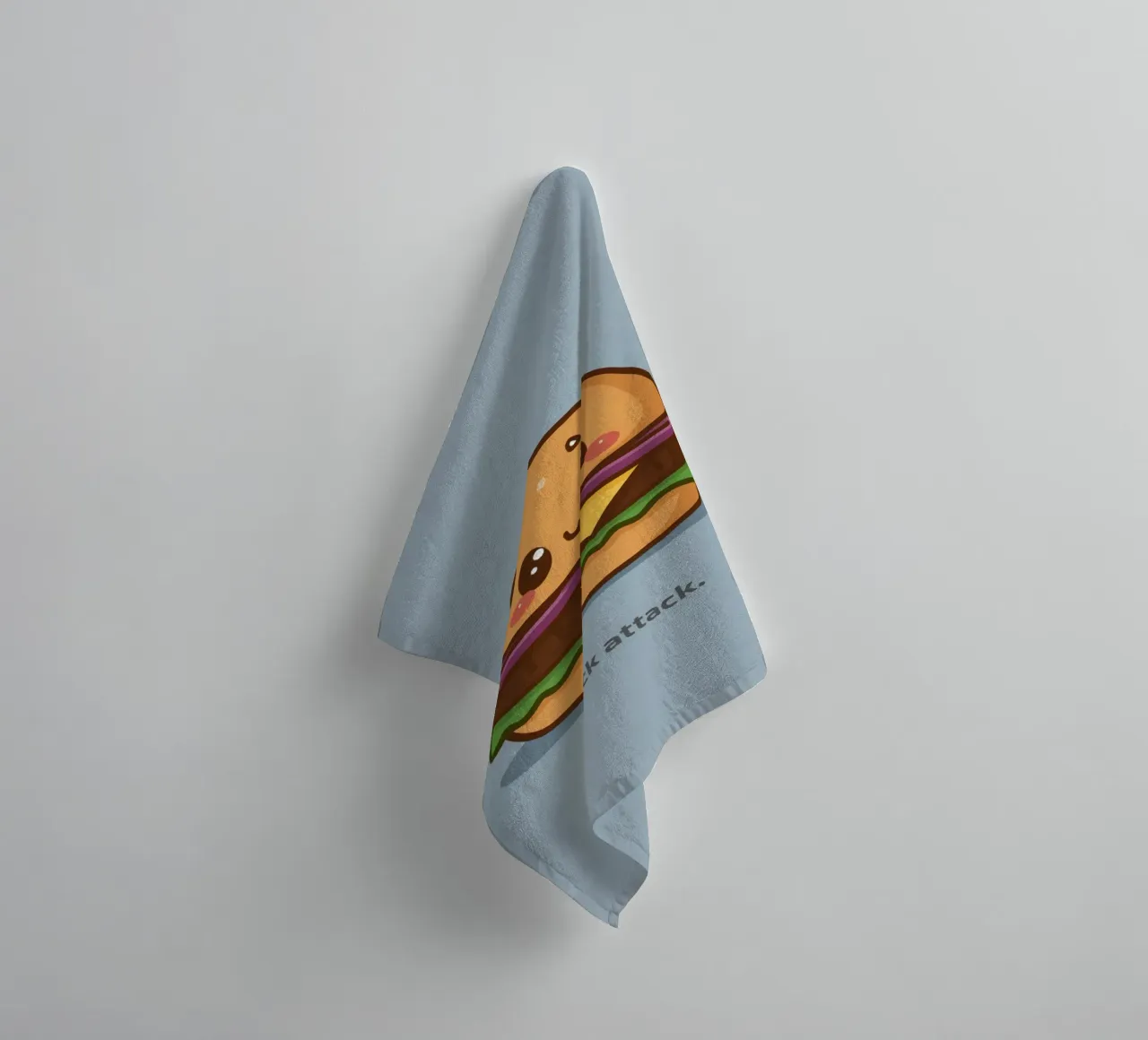 Mignon hamburger avec visage "Stack Attack" (attaque de pile) serviette de bain de DesignDoodle
