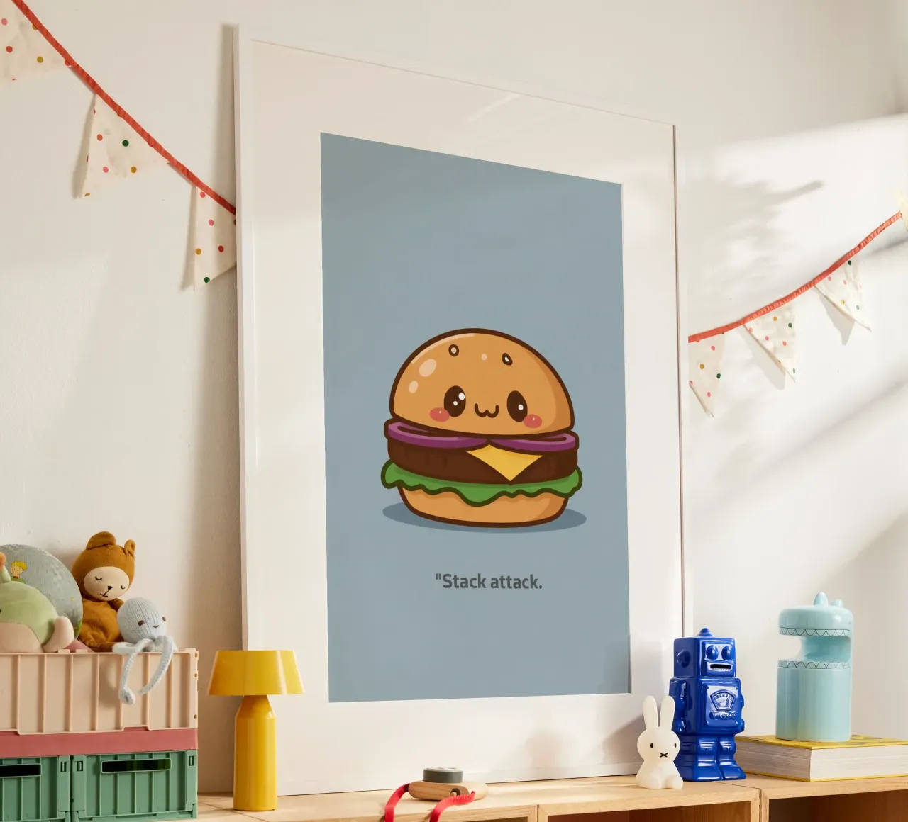 Mignon hamburger avec visage "Stack Attack" (attaque de pile) hahnemühle de DesignDoodle