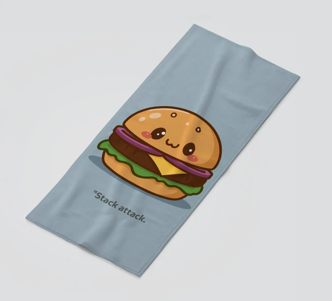 Carino l'hamburger con la faccia "Stack Attack" telo mare da DesignDoodle