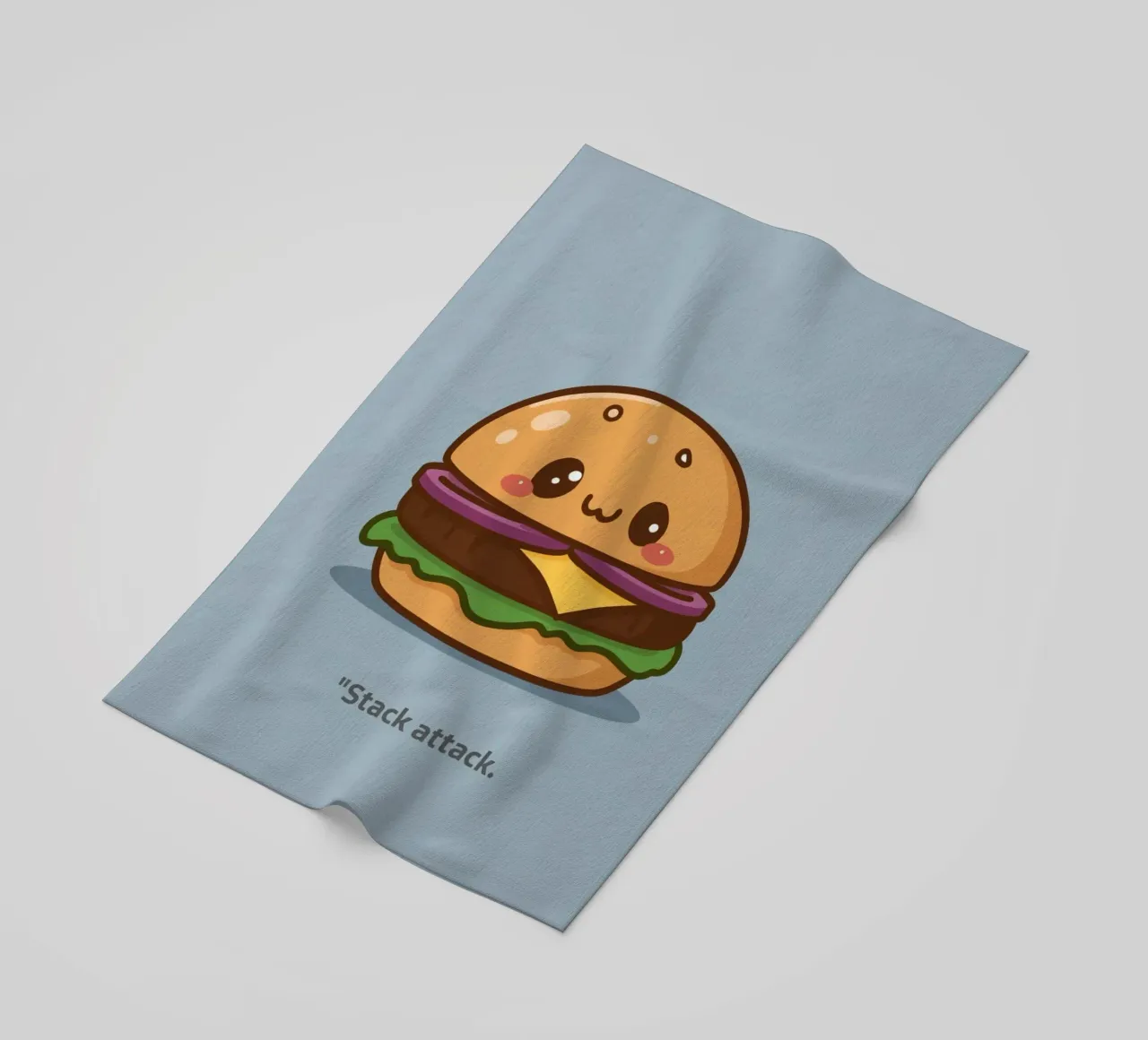 Carino l'hamburger con la faccia "Stack Attack" telo mare da DesignDoodle