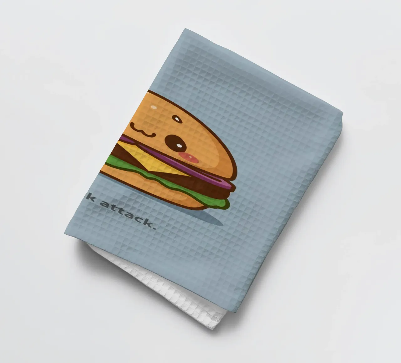 Mignon hamburger avec visage "Stack Attack" (attaque de pile) torchon de DesignDoodle