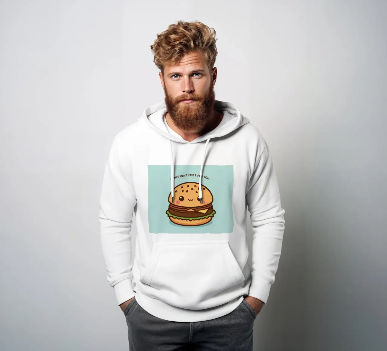 Simpatico hamburger felice con sovrapposizione divertente felpa con cappuccio da DesignDoodle