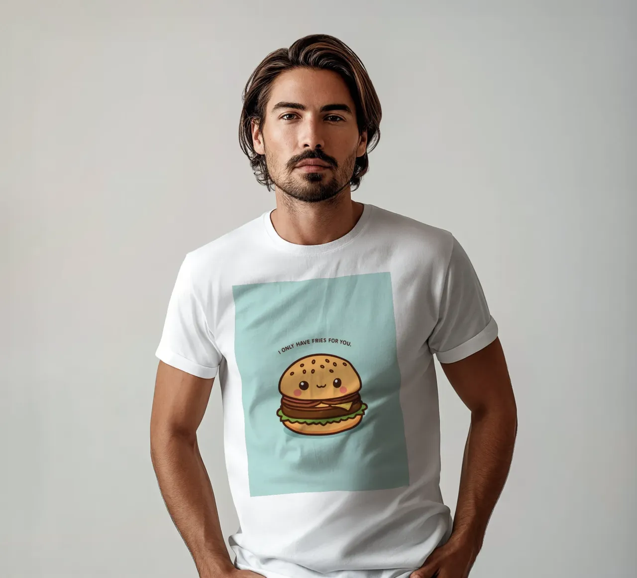 Simpatico hamburger felice con sovrapposizione divertente t-shirt da DesignDoodle