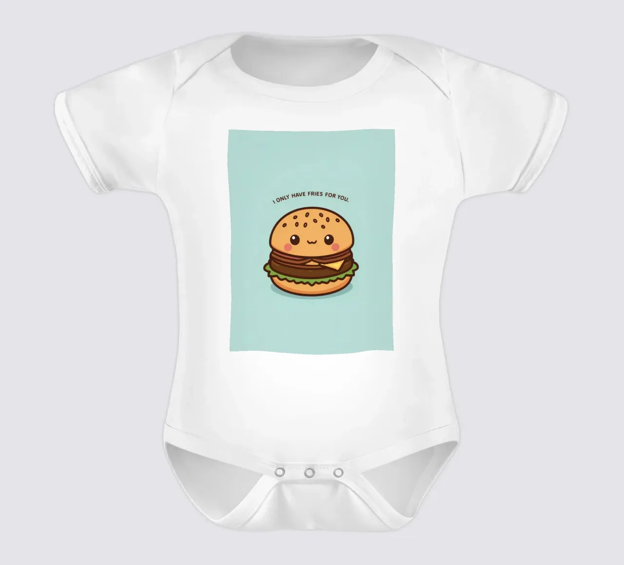Simpatico hamburger felice con sovrapposizione divertente body neonato maniche corte da DesignDoodle