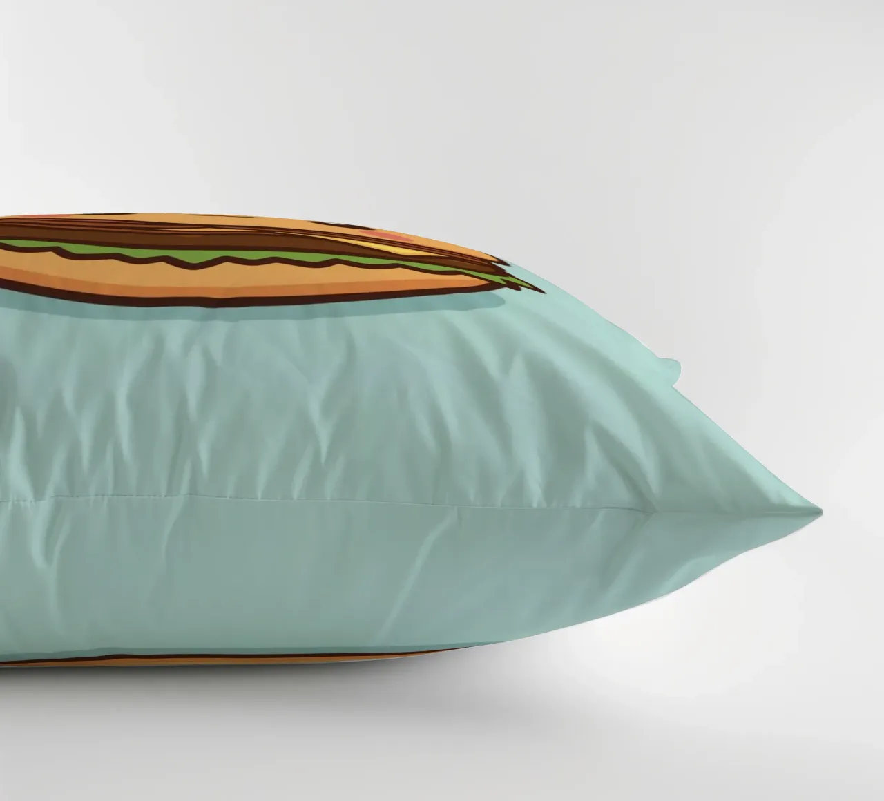 Simpatico hamburger felice con sovrapposizione divertente cuscino da DesignDoodle