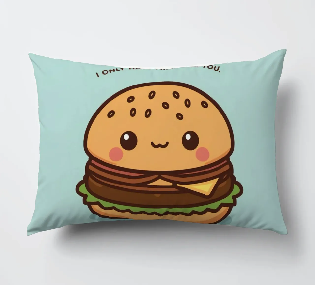 Simpatico hamburger felice con sovrapposizione divertente cuscino da DesignDoodle