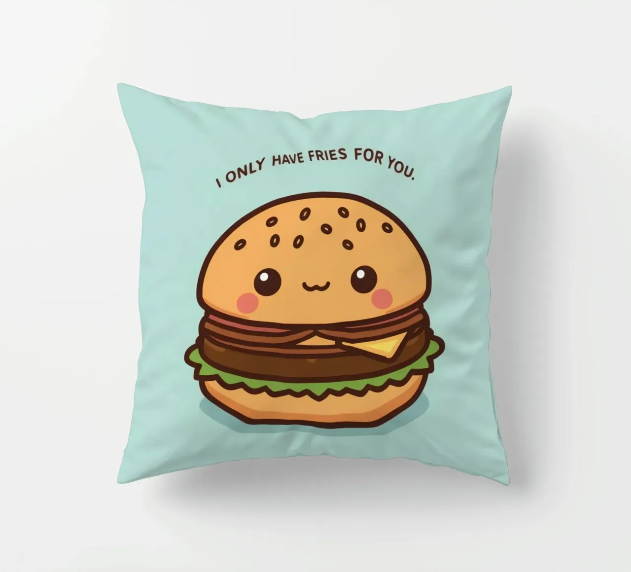 Simpatico hamburger felice con sovrapposizione divertente cuscino da DesignDoodle