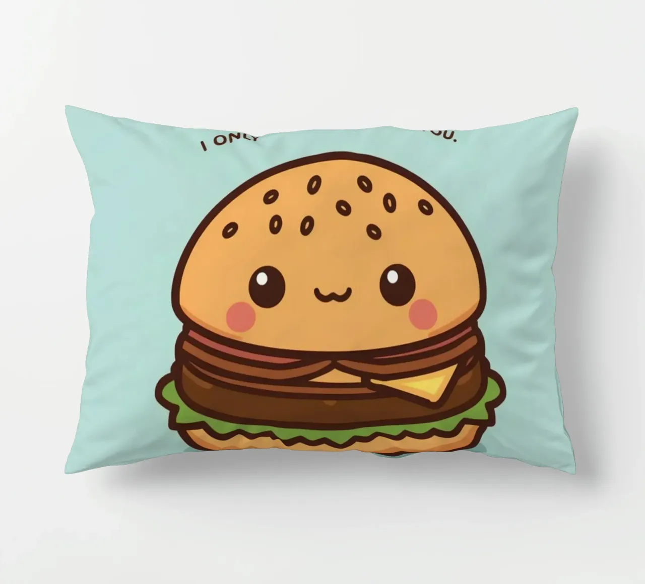 Simpatico hamburger felice con sovrapposizione divertente cuscino da DesignDoodle
