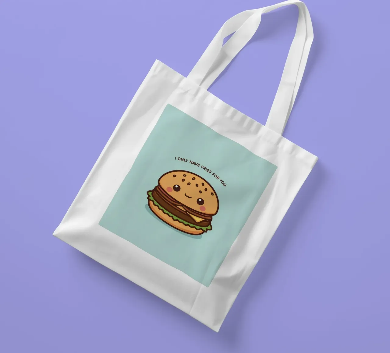 Simpatico hamburger felice con sovrapposizione divertente borsa in juta da DesignDoodle