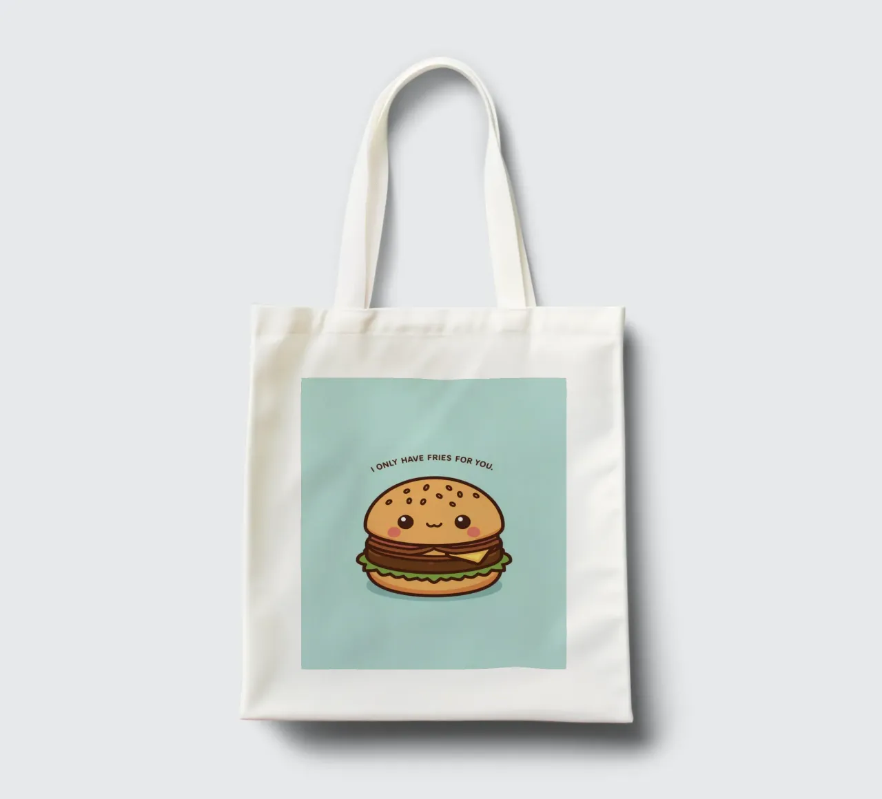 Simpatico hamburger felice con sovrapposizione divertente borsa in juta da DesignDoodle