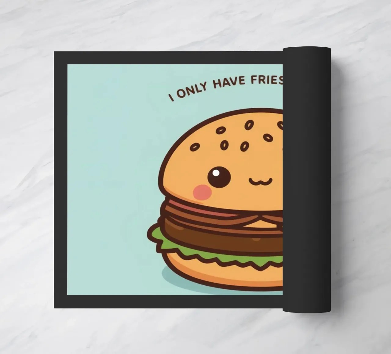 Simpatico hamburger felice con sovrapposizione divertente zerbino da DesignDoodle