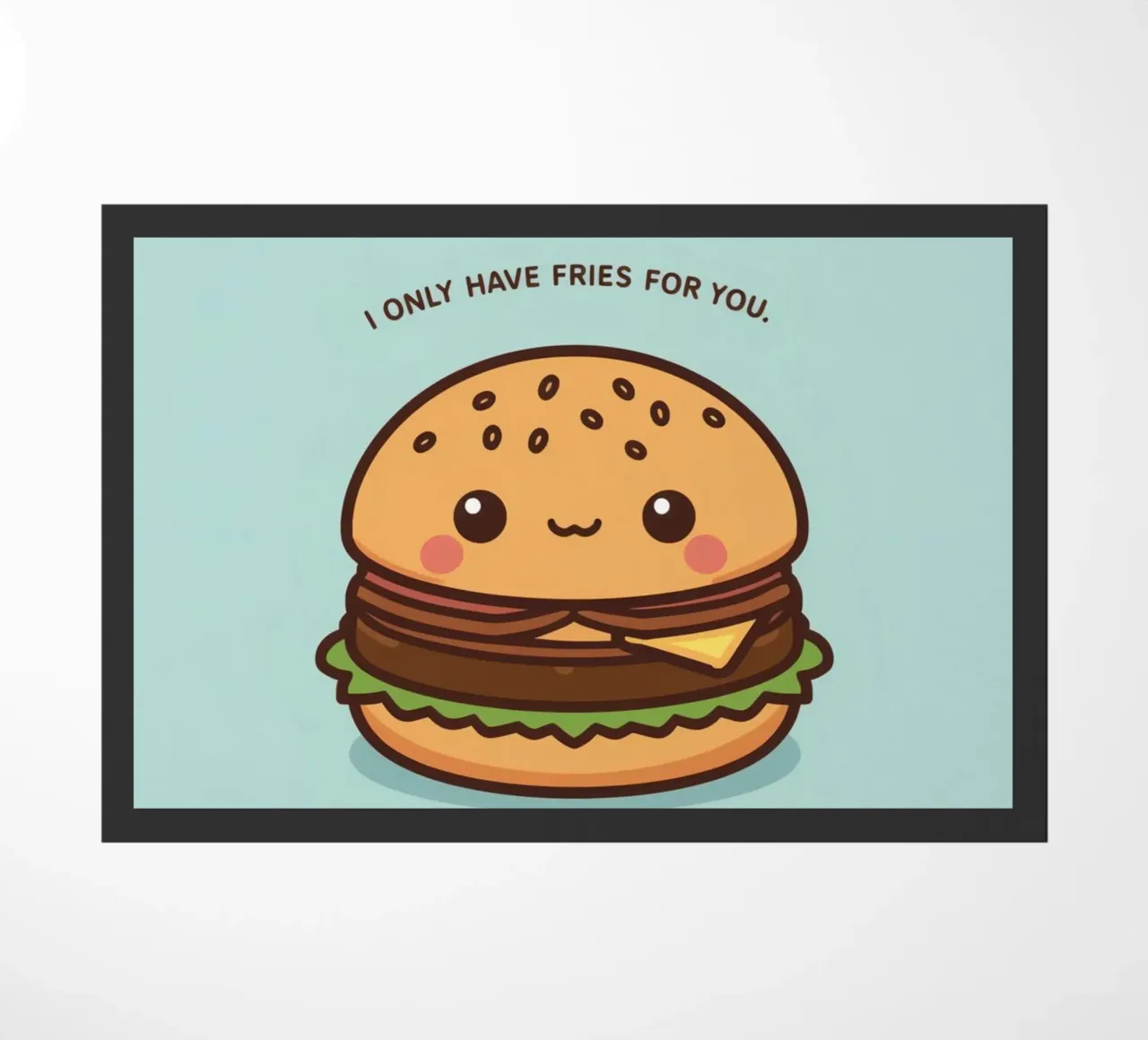 Simpatico hamburger felice con sovrapposizione divertente zerbino da DesignDoodle