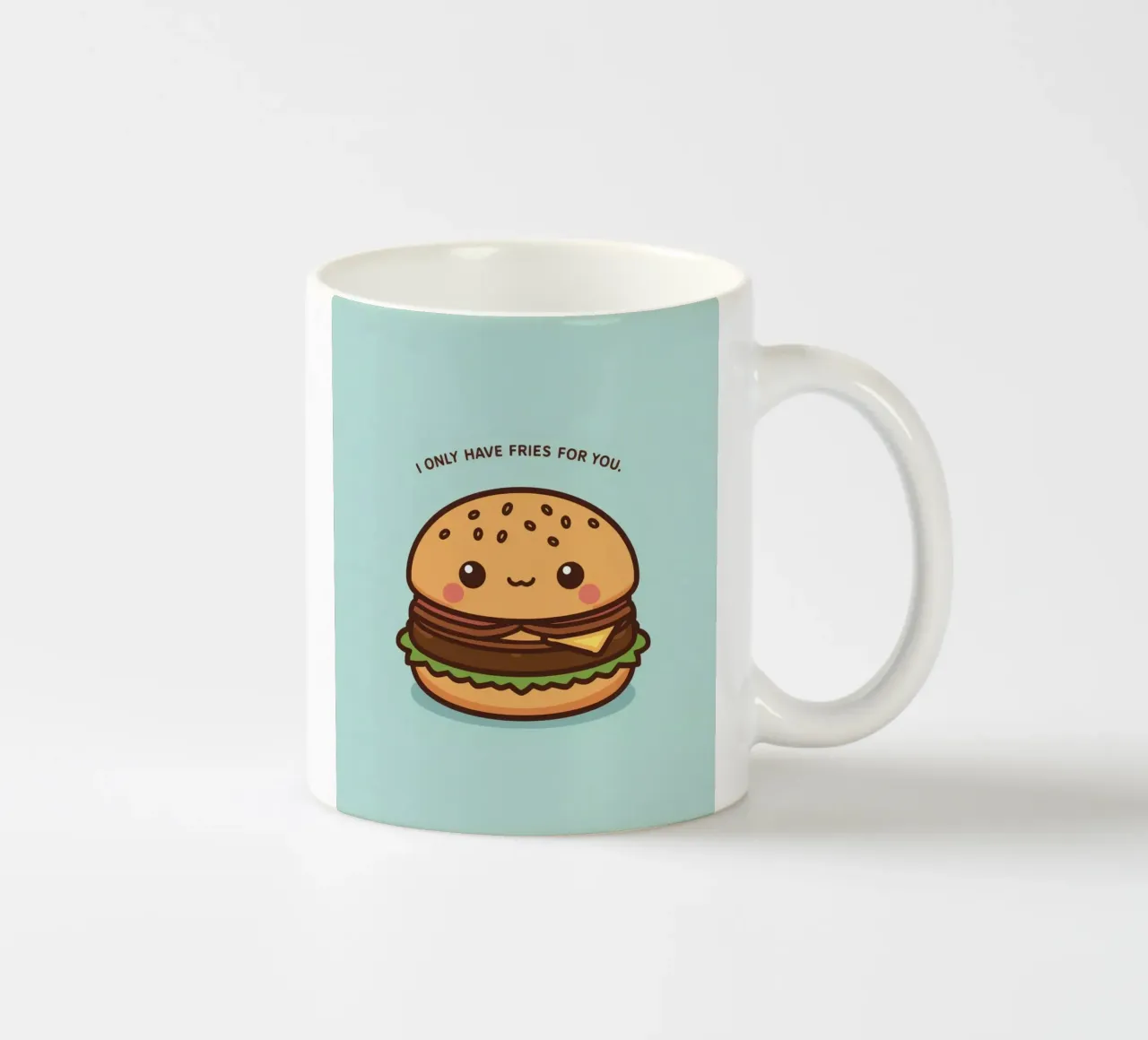 Simpatico hamburger felice con sovrapposizione divertente tazza in ceramica da DesignDoodle
