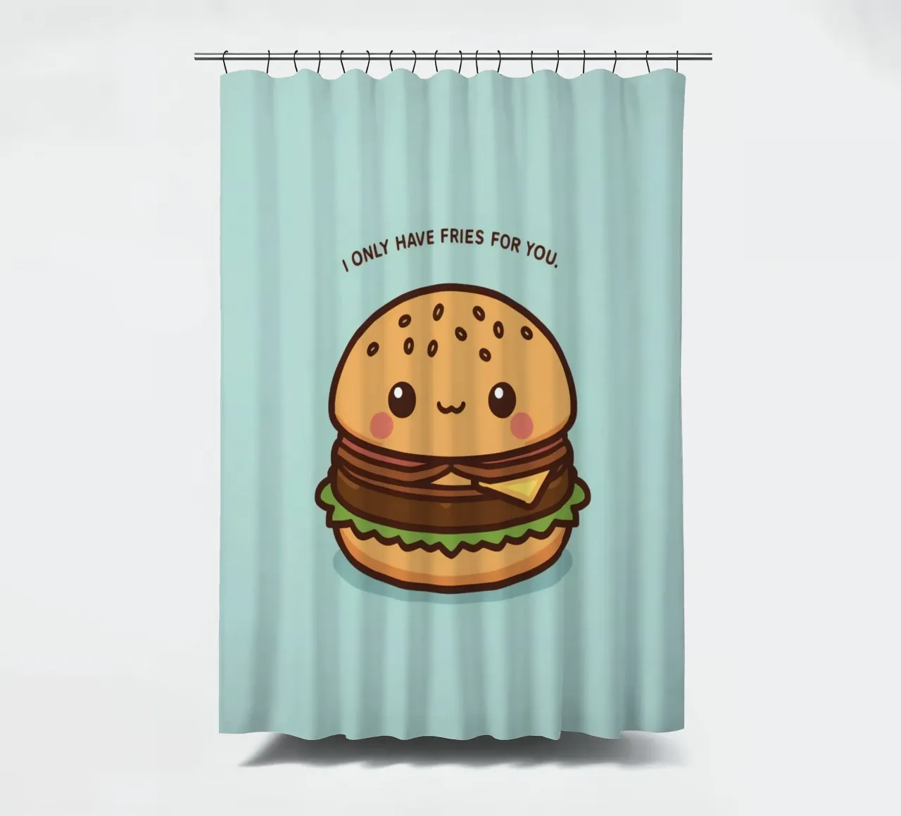 Simpatico hamburger felice con sovrapposizione divertente tenda da doccia da DesignDoodle