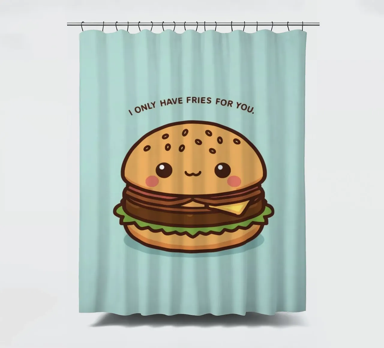 Simpatico hamburger felice con sovrapposizione divertente tenda da doccia da DesignDoodle