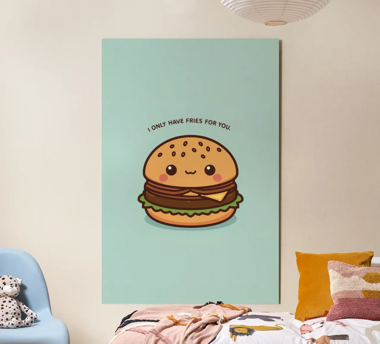 Simpatico hamburger felice con sovrapposizione divertente alluminio dibond da DesignDoodle