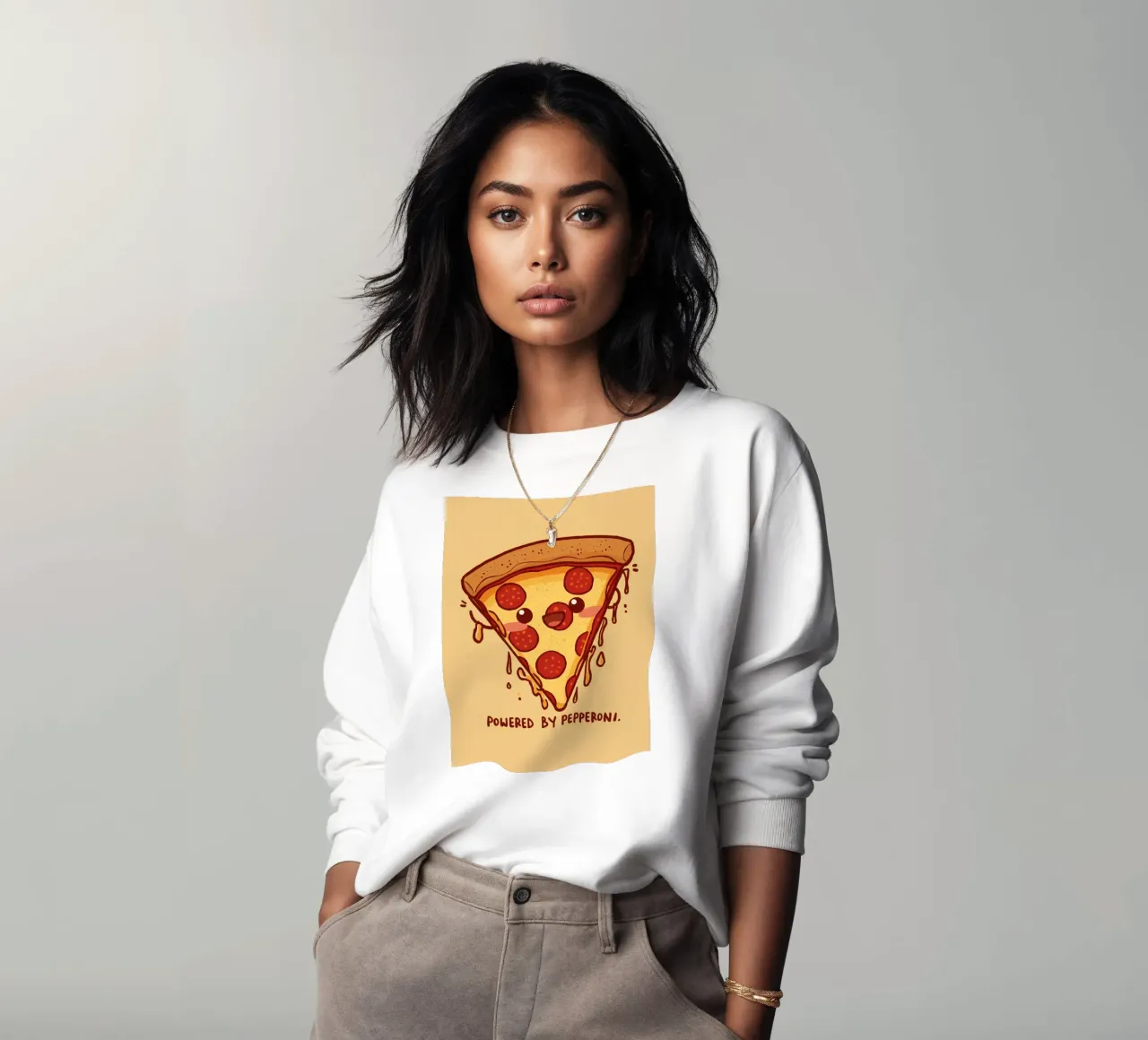 "Powered by Pepperoni" felpa da DesignDoodle