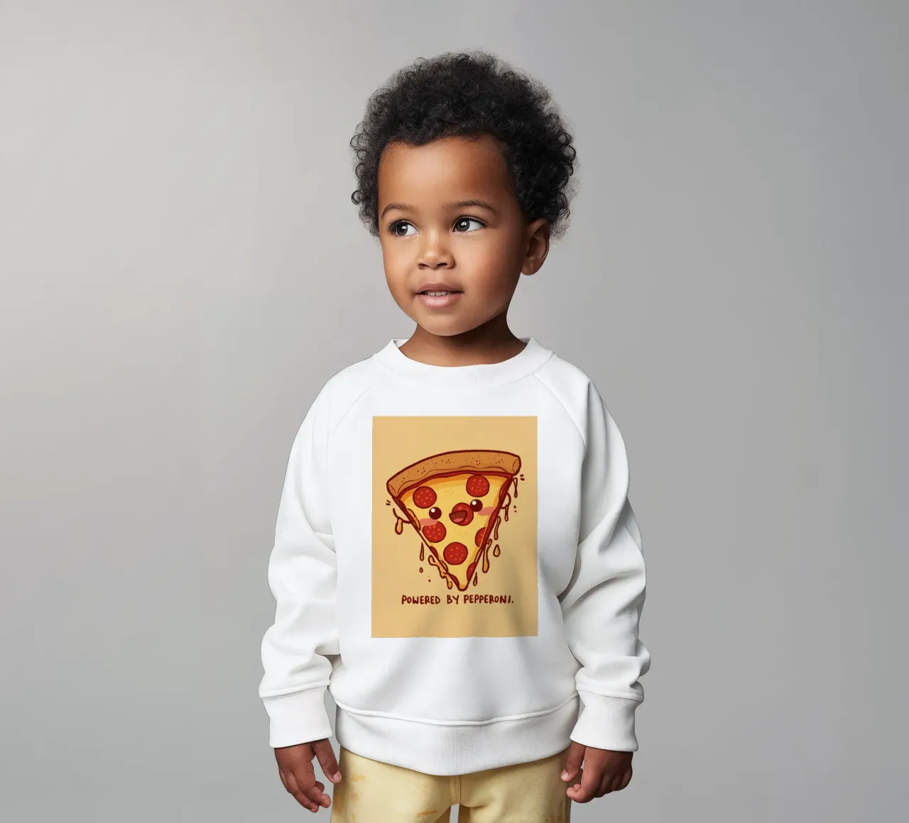 "Powered by Pepperoni" felpa neonato da DesignDoodle