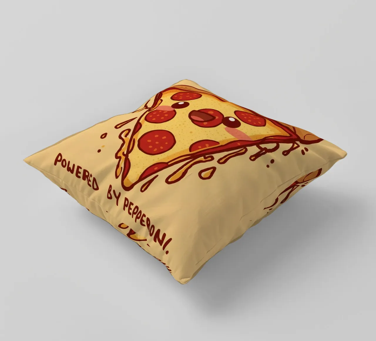 "Powered by Pepperoni" cuscino da DesignDoodle