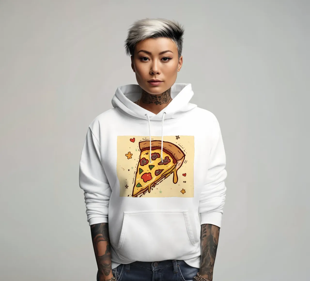 Trancio di pizza "Amore al primo morso felpa con cappuccio da DesignDoodle