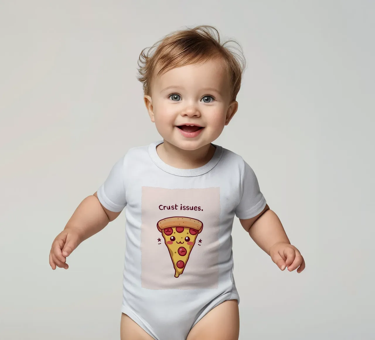 Fetta di pizza carina "Problemi di crosta body neonato maniche corte da DesignDoodle