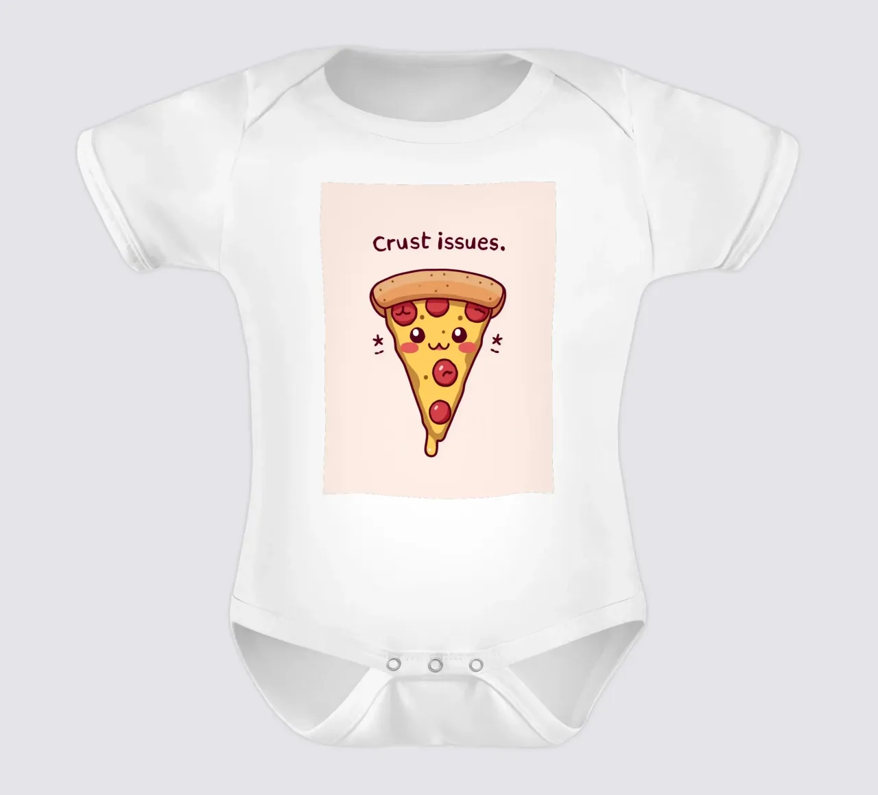 Fetta di pizza carina "Problemi di crosta body neonato maniche corte da DesignDoodle