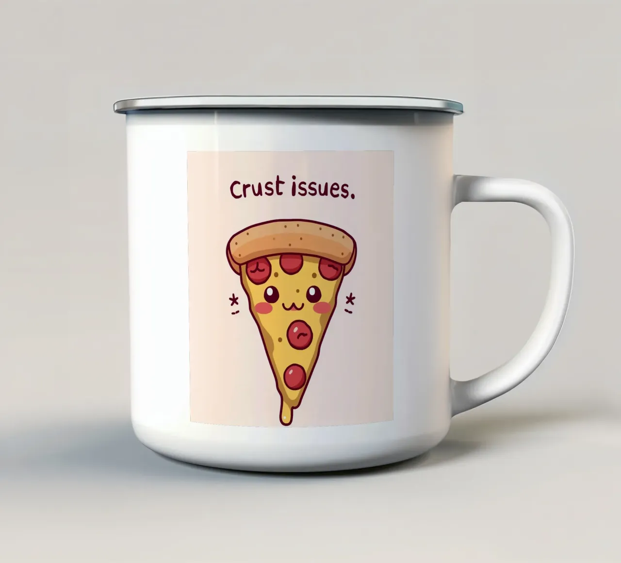 Fetta di pizza carina "Problemi di crosta tazza in smalto da DesignDoodle