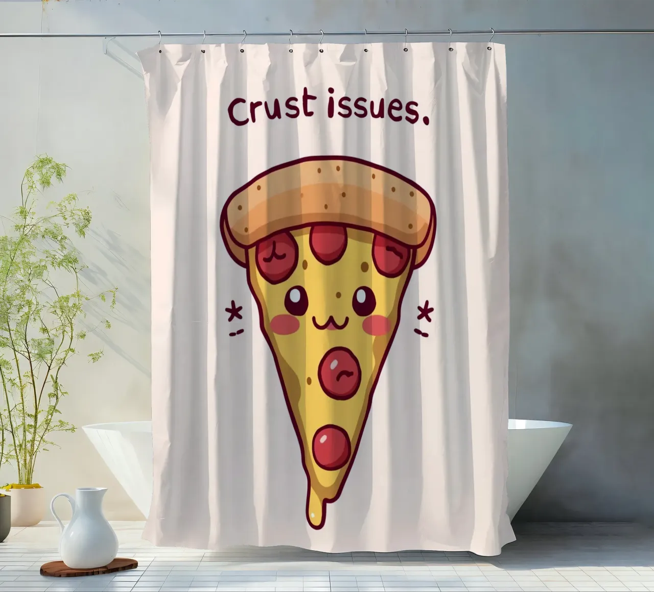 Fetta di pizza carina "Problemi di crosta tenda da doccia da DesignDoodle