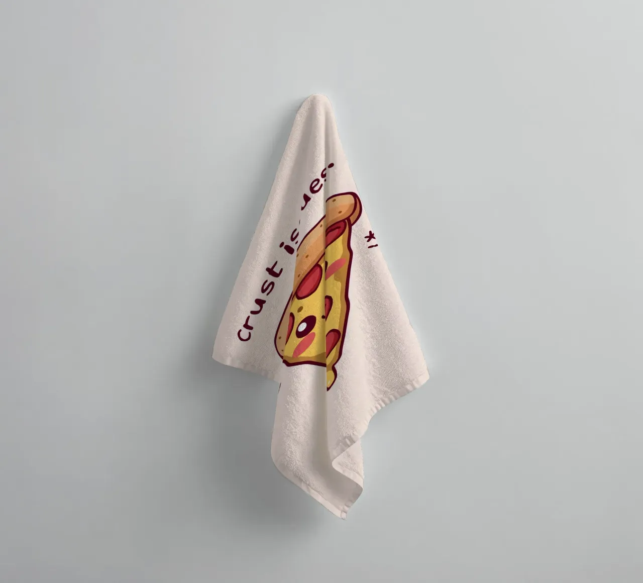 Schattige pizzaplak "Problemen met de korst". badhanddoek van DesignDoodle