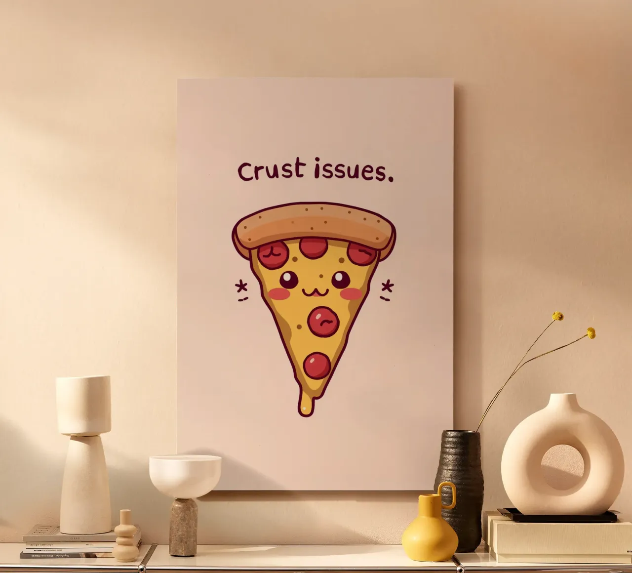 Fetta di pizza carina "Problemi di crosta alluminio dibond da DesignDoodle