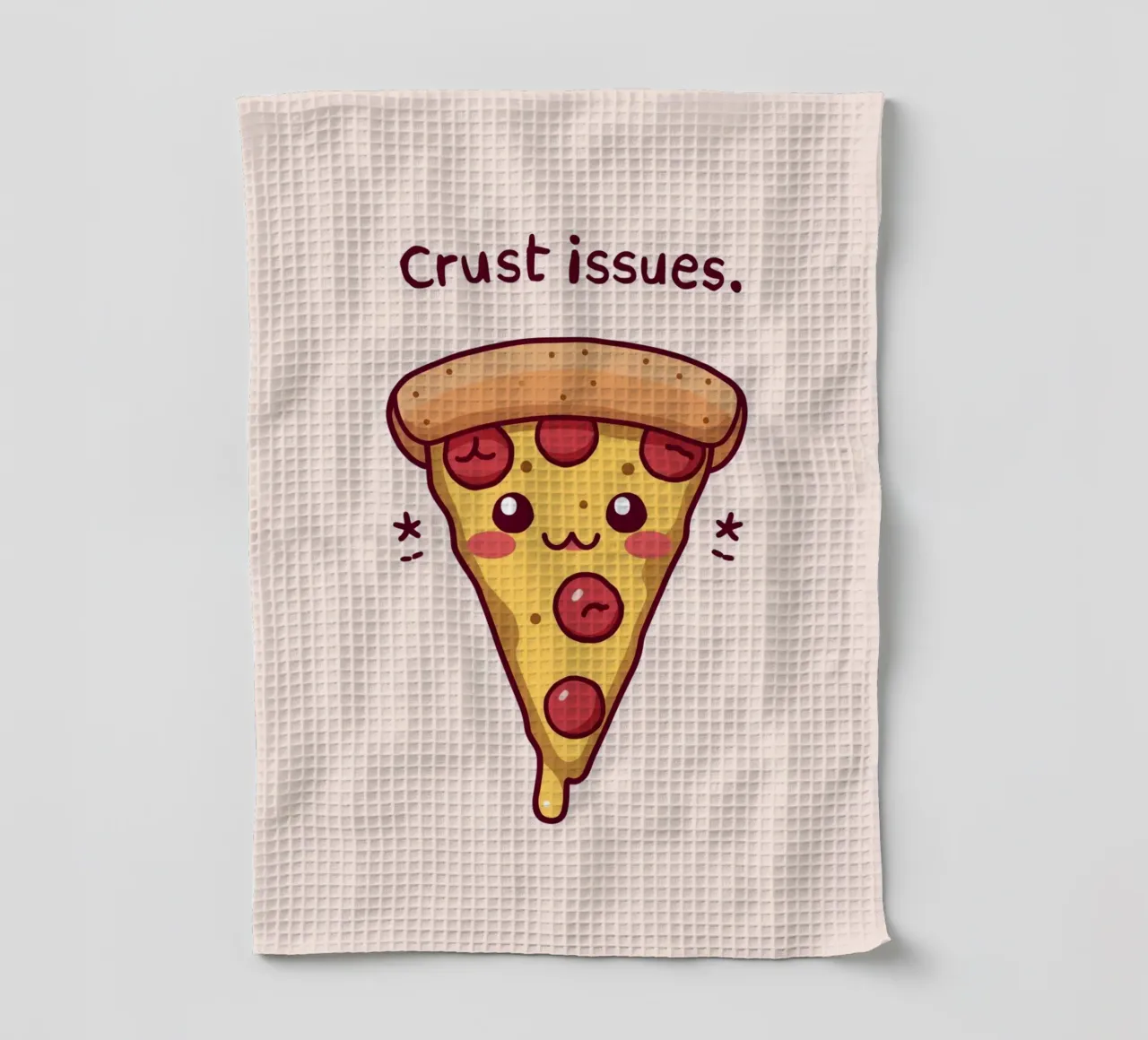 Mignonne tranche de pizza " Problèmes de croûte ". torchon de DesignDoodle