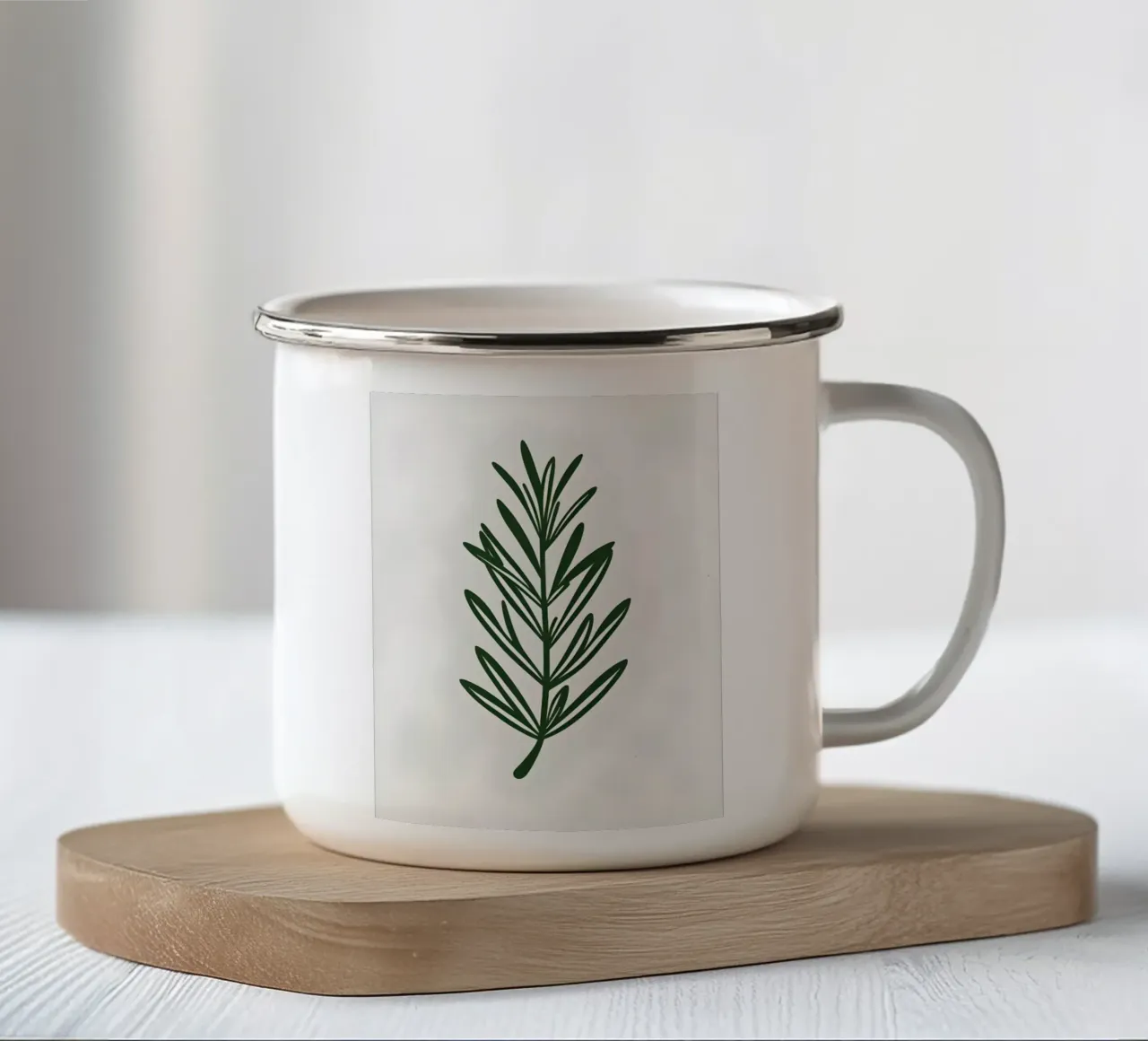 Rametto di rosmarino tazza in smalto da Botanical Gallery
