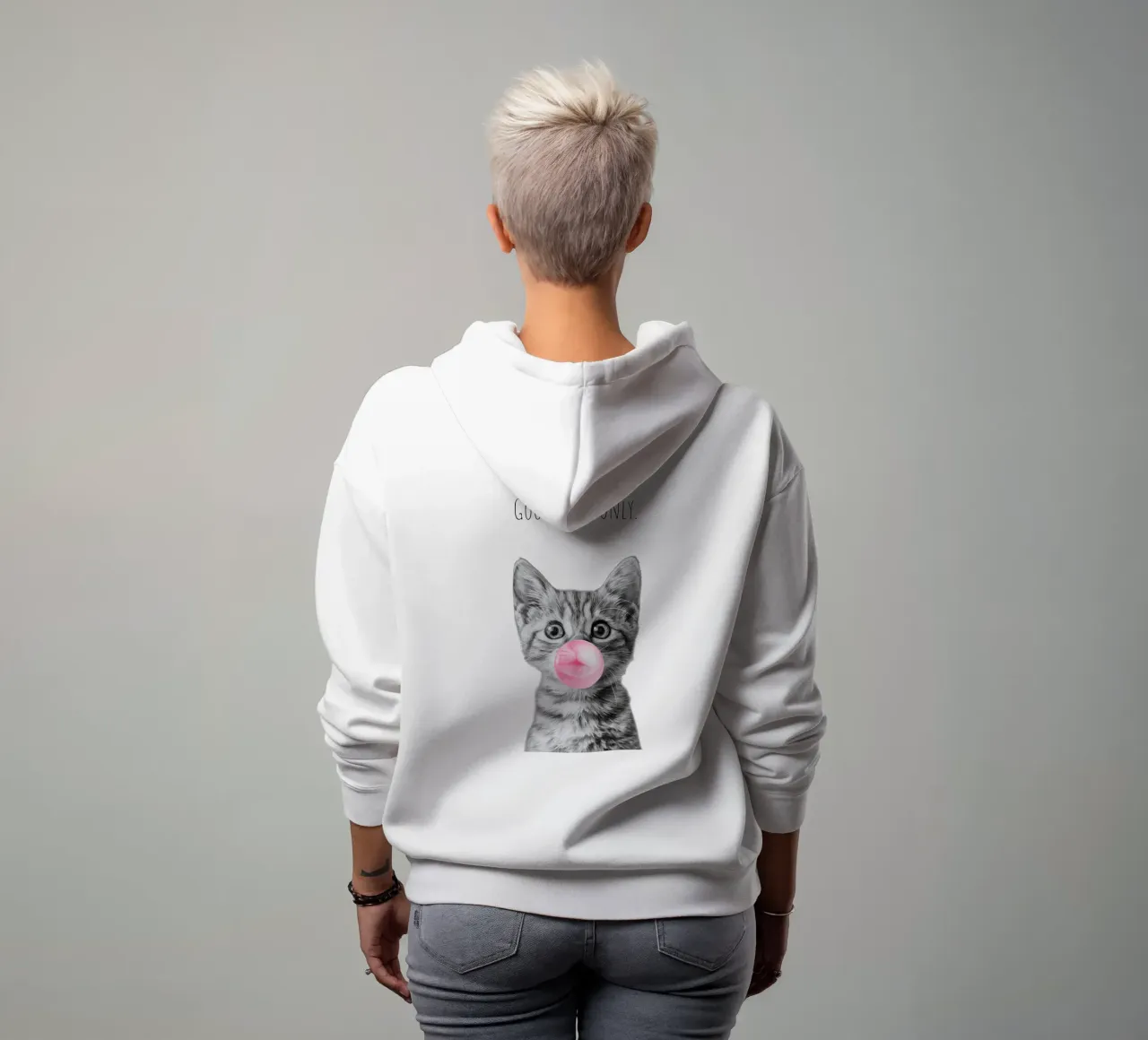 Cool cat - Good Vibes Only - rosa felpa con cappuccio da Melanie Viola