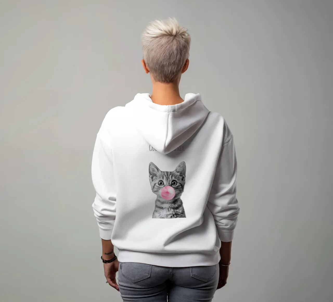 Cool cat - Good Vibes Only - rosa felpa con cappuccio da Melanie Viola