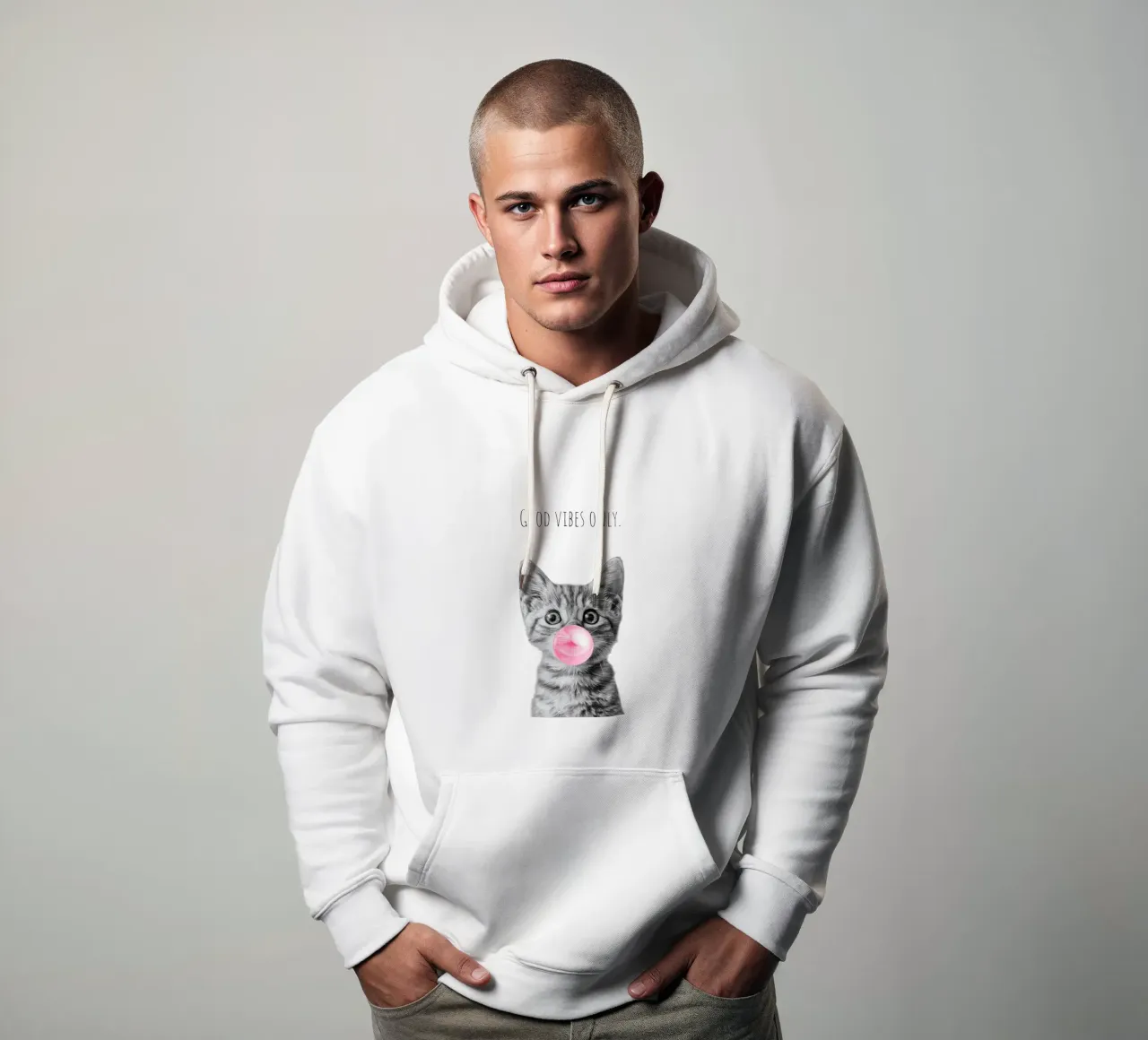 Cool cat - Good Vibes Only - rosa felpa con cappuccio da Melanie Viola