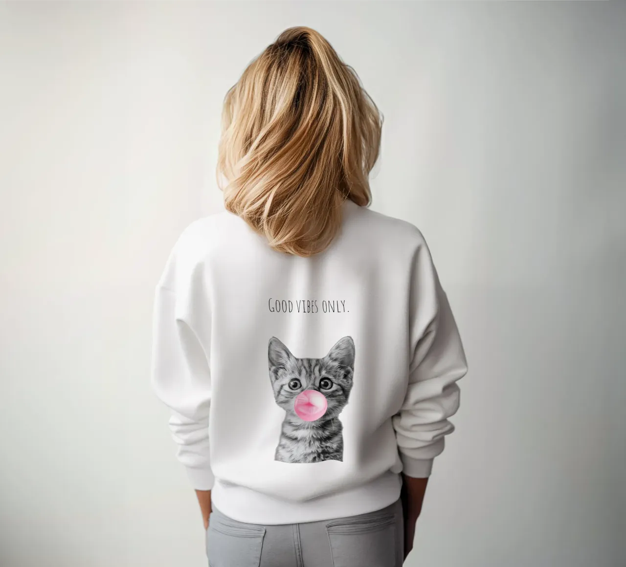 Coole Katze - Nur gute Vibes - rosa Sweatshirt von Melanie Viola