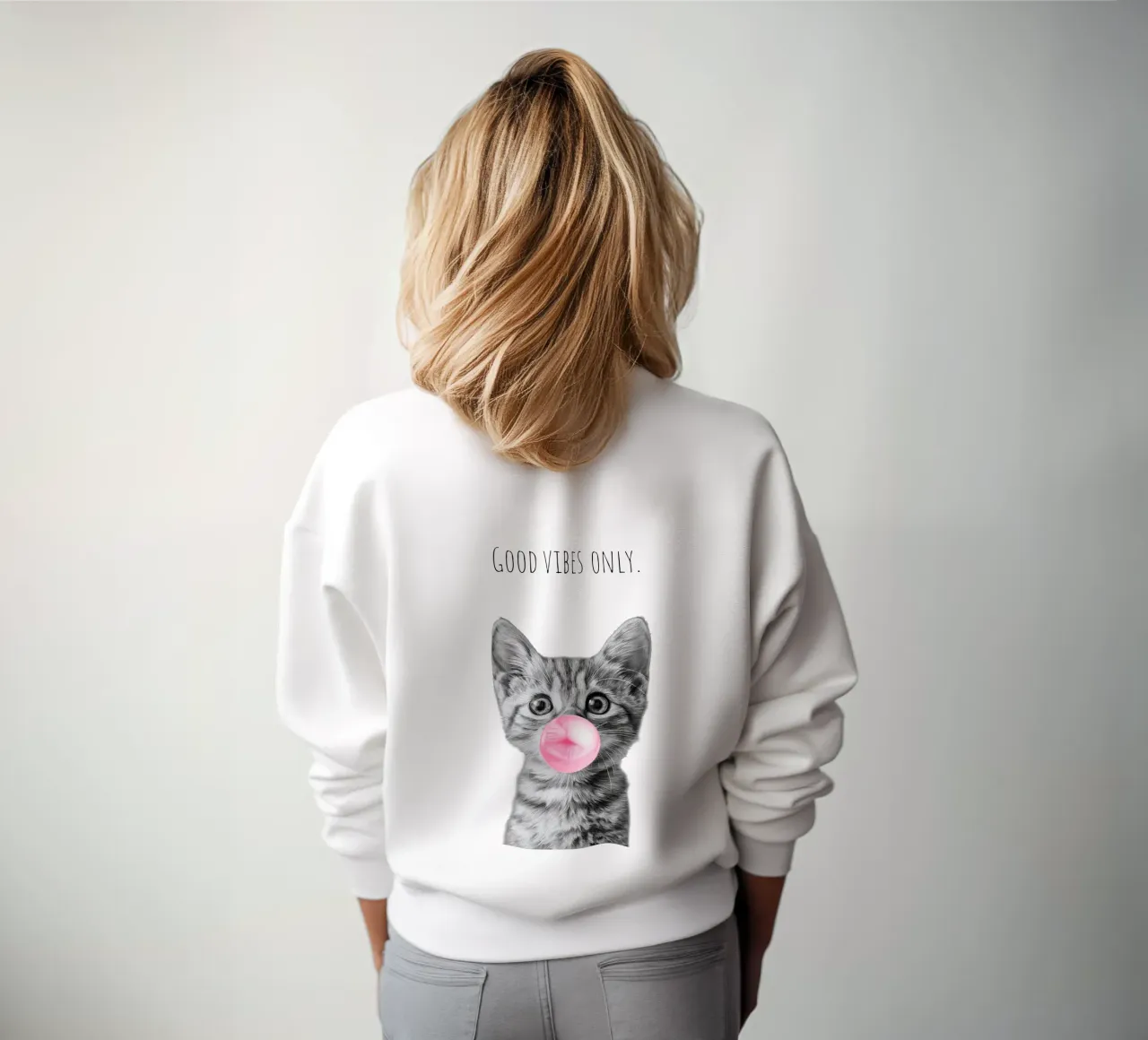 Cool cat - Good Vibes Only - rosa sudadera de Melanie Viola