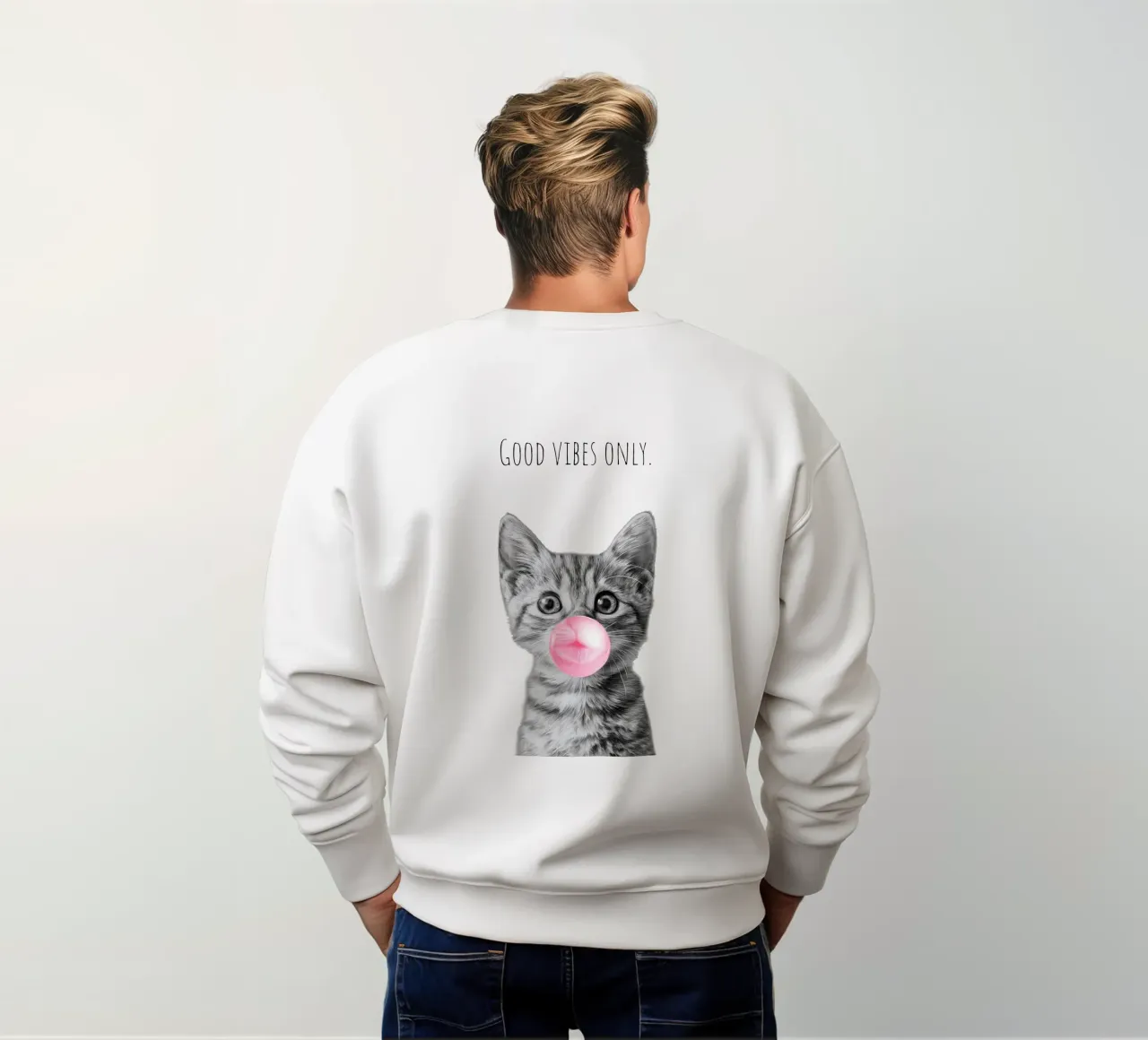 Coole Katze - Nur gute Vibes - rosa Sweatshirt von Melanie Viola