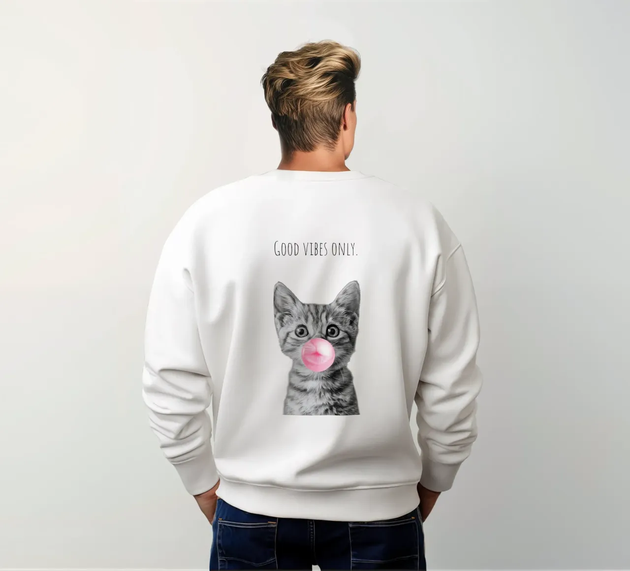 Cool cat - Good Vibes Only - rosa sudadera de Melanie Viola