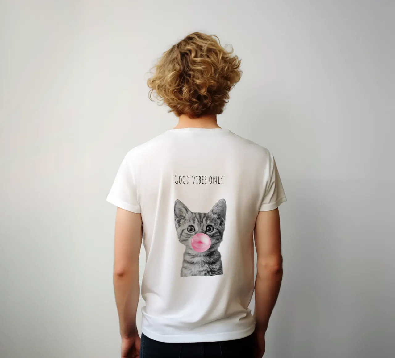 Cool cat - Good Vibes Only - rosa t-shirt da Melanie Viola