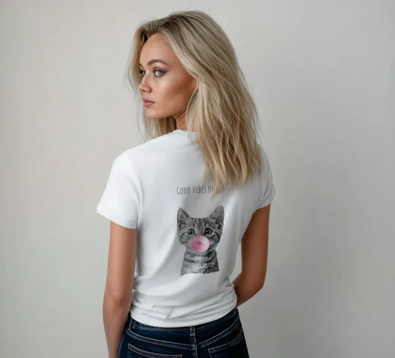 Cool cat - Good Vibes Only - rosa t-shirt da donna da Melanie Viola