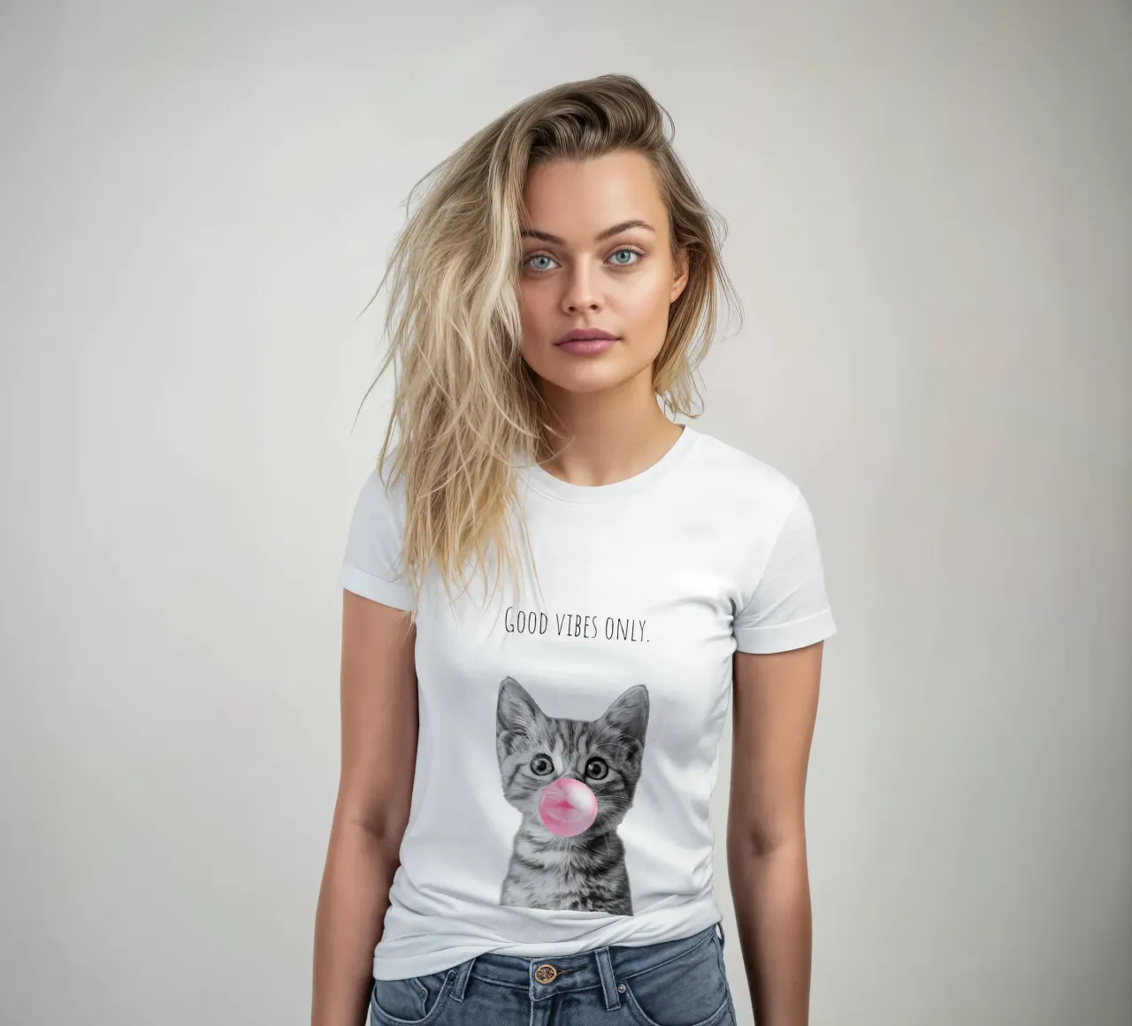 Cool cat - Good Vibes Only - rosa t-shirt da donna da Melanie Viola
