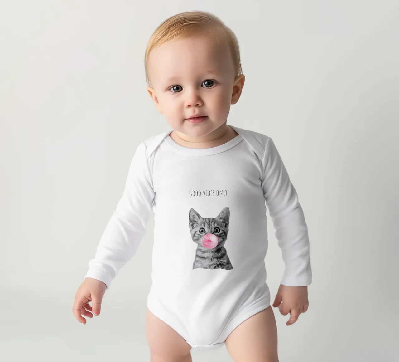 Cool cat - Good Vibes Only - rosa body neonato maniche lunghe da Melanie Viola