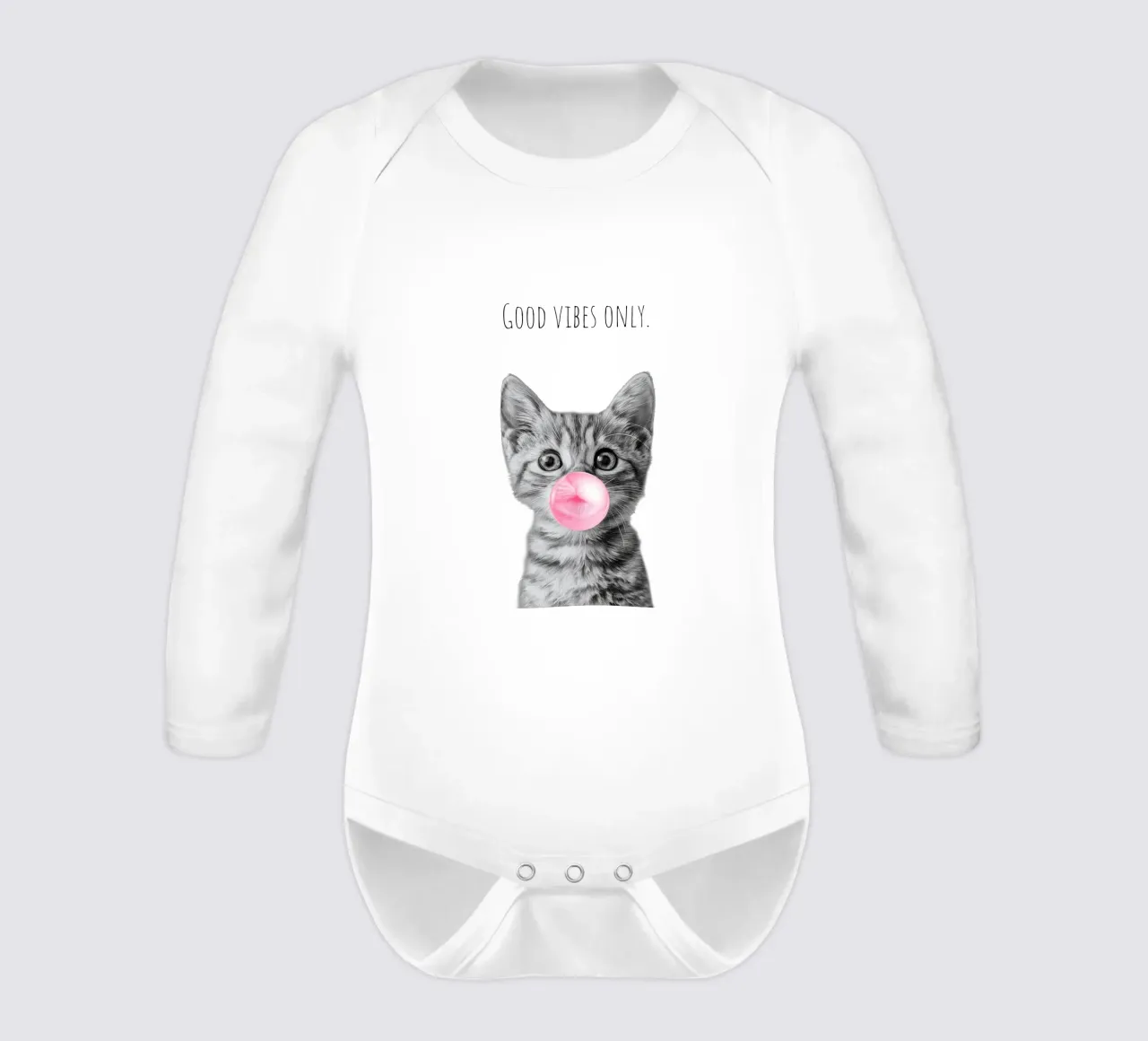 Cool cat - Good Vibes Only - rosa body neonato maniche lunghe da Melanie Viola
