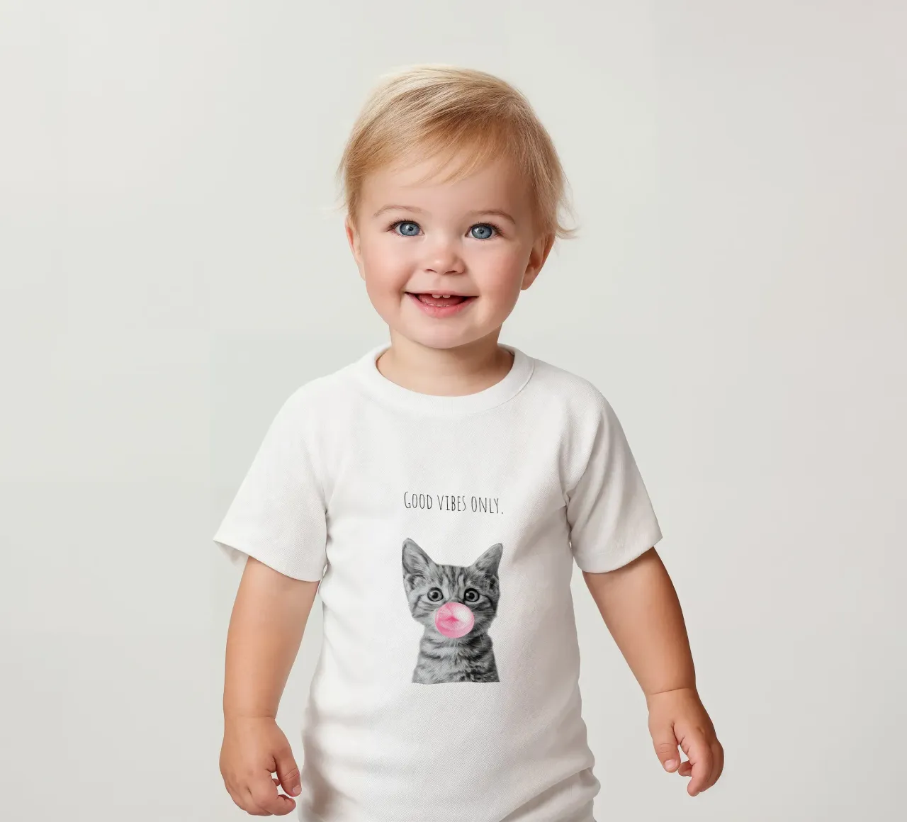 Cool cat - Good Vibes Only - rosa maglietta neonato da Melanie Viola