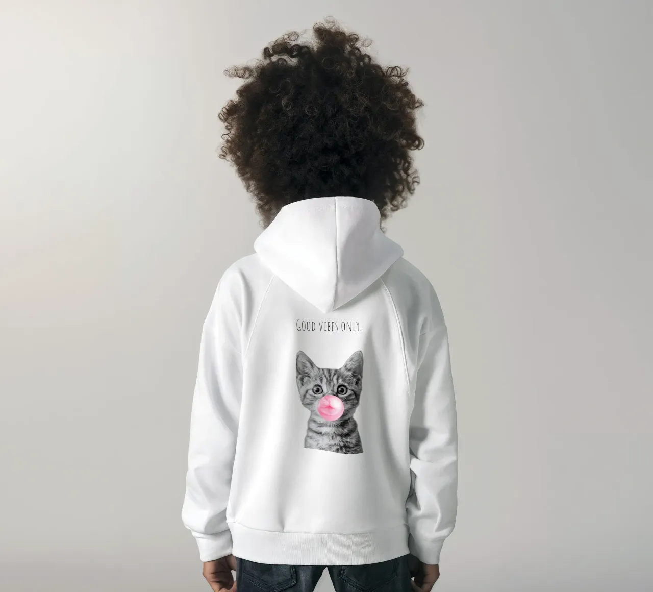 Cool cat - Good Vibes Only - rosa felpa bambino con cappuccio da Melanie Viola