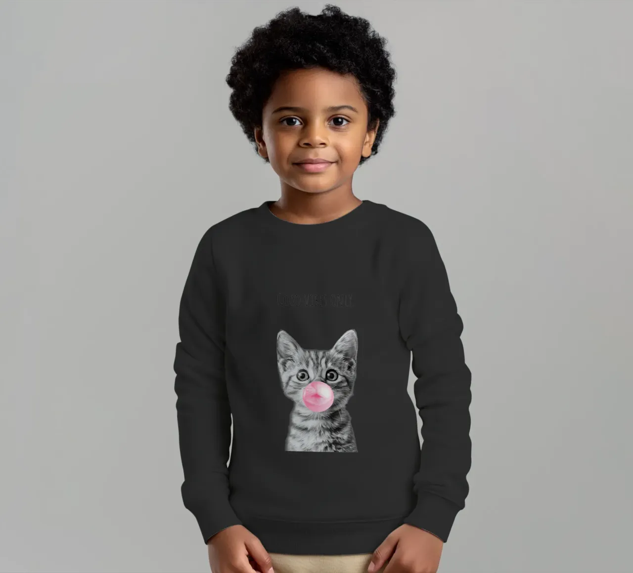 Cool cat - Good Vibes Only - rosa felpa bambino da Melanie Viola