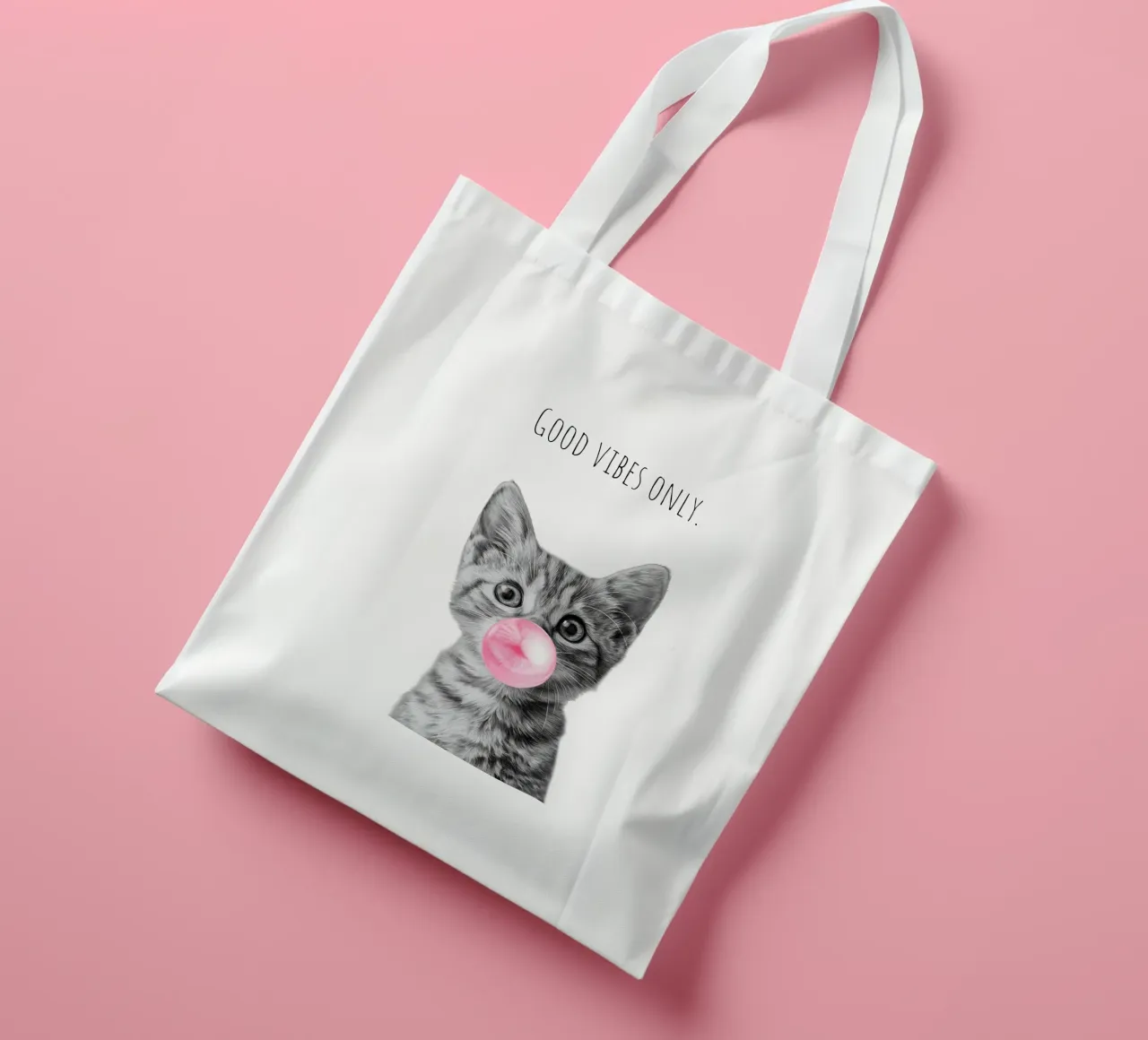 Cool cat - Good Vibes Only - rosa borsa in juta da Melanie Viola